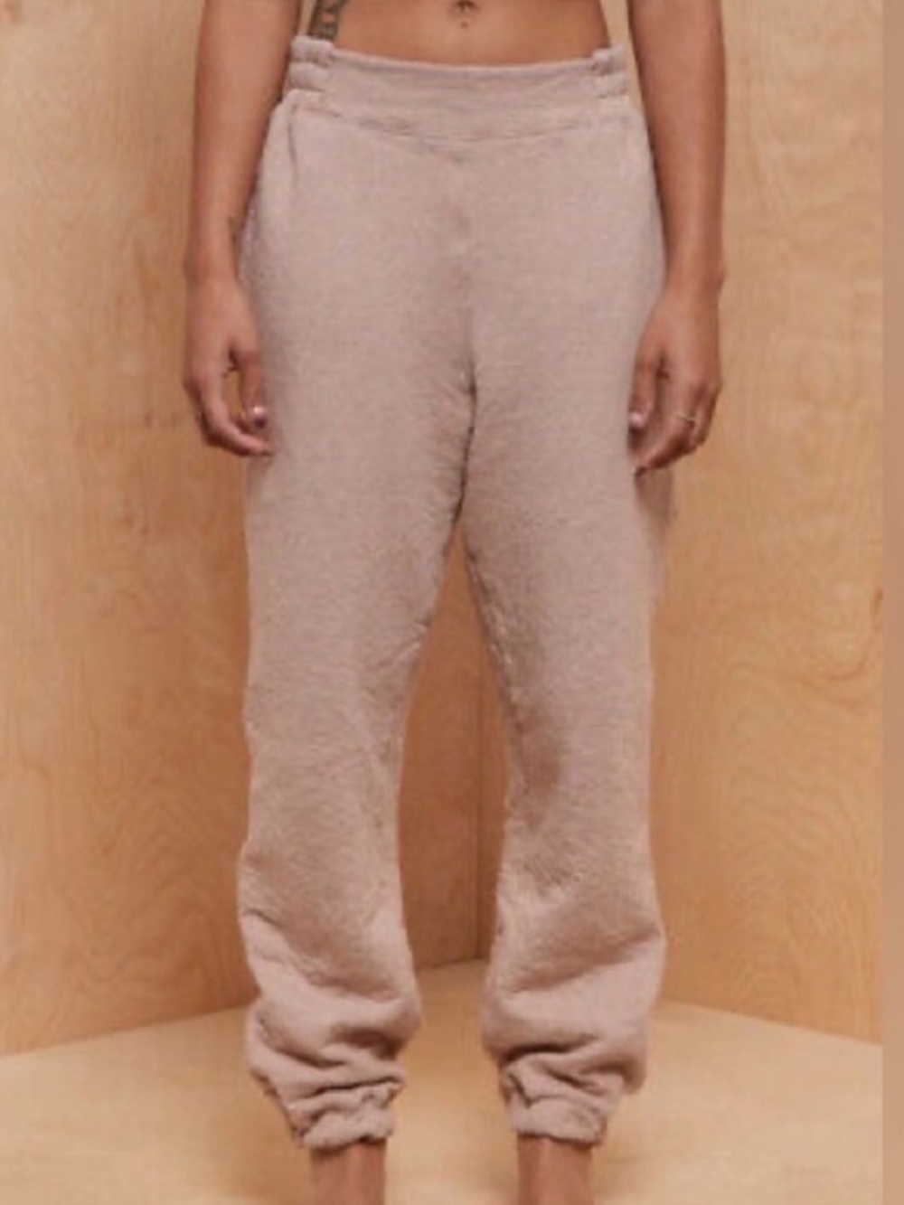 New Lunya Restore Double Face Pima Cotton Lounge Jogger Pants Otium Tan Size L